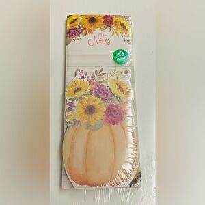 New Notepad Set 2 Pads "Note Floral Pumpkin Theme Pen Magnet Clementine Paper